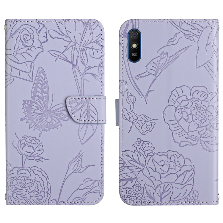 Skin Feel Butterfly Peony Embossed Leather Phone Case, For Xiaomi Redmi 8 / 8A, For Xiaomi Redmi 9, For Xiaomi Redmi 9A, For Xiaomi Redmi 9C