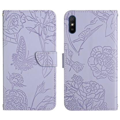 Skin Feel Butterfly Peony Embossed Leather Phone Case, For Xiaomi Redmi 8 / 8A, For Xiaomi Redmi 9, For Xiaomi Redmi 9A, For Xiaomi Redmi 9C