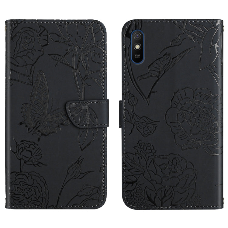 Skin Feel Butterfly Peony Embossed Leather Phone Case, For Xiaomi Redmi 8 / 8A, For Xiaomi Redmi 9, For Xiaomi Redmi 9A, For Xiaomi Redmi 9C