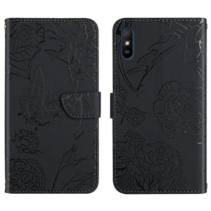 Skin Feel Butterfly Peony Embossed Leather Phone Case, For Xiaomi Redmi 8 / 8A, For Xiaomi Redmi 9, For Xiaomi Redmi 9A, For Xiaomi Redmi 9C