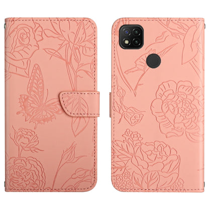 Skin Feel Butterfly Peony Embossed Leather Phone Case, For Xiaomi Redmi 8 / 8A, For Xiaomi Redmi 9, For Xiaomi Redmi 9A, For Xiaomi Redmi 9C