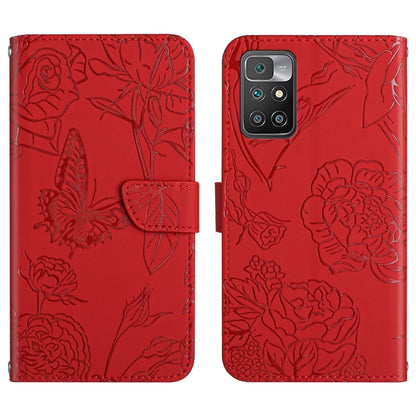 Skin Feel Butterfly Peony Embossed Leather Phone Case, For Xiaomi Redmi 10 4G, For Xiaomi Redmi 10 5G / Note 11E, For Xiaomi Redmi 10C, For Xiaomi Redmi K30 Pro