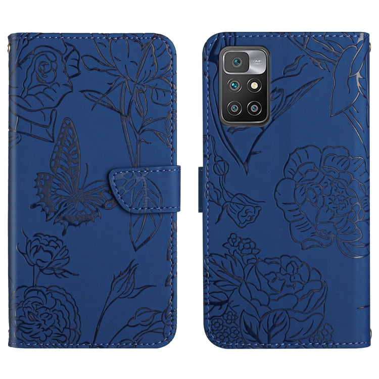 Skin Feel Butterfly Peony Embossed Leather Phone Case, For Xiaomi Redmi 10 4G, For Xiaomi Redmi 10 5G / Note 11E, For Xiaomi Redmi 10C, For Xiaomi Redmi K30 Pro