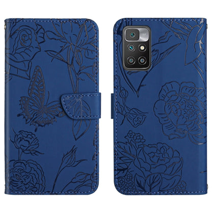Skin Feel Butterfly Peony Embossed Leather Phone Case, For Xiaomi Redmi 10 4G, For Xiaomi Redmi 10 5G / Note 11E, For Xiaomi Redmi 10C, For Xiaomi Redmi K30 Pro