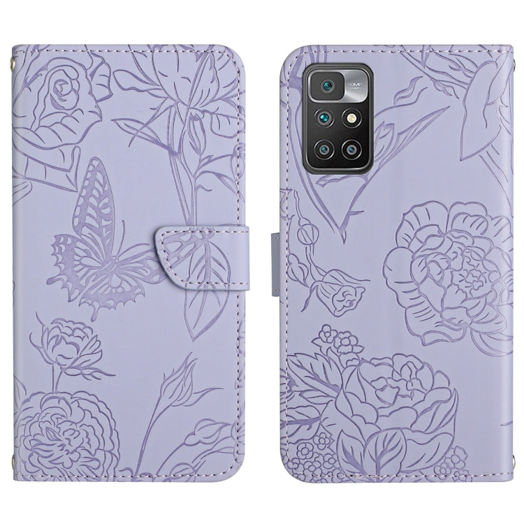 Skin Feel Butterfly Peony Embossed Leather Phone Case, For Xiaomi Redmi 10 4G, For Xiaomi Redmi 10 5G / Note 11E, For Xiaomi Redmi 10C, For Xiaomi Redmi K30 Pro