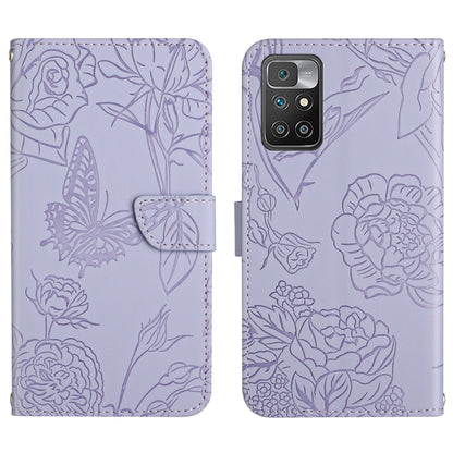 Skin Feel Butterfly Peony Embossed Leather Phone Case, For Xiaomi Redmi 10 4G, For Xiaomi Redmi 10 5G / Note 11E, For Xiaomi Redmi 10C, For Xiaomi Redmi K30 Pro