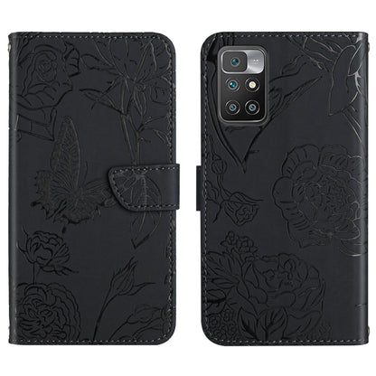 Skin Feel Butterfly Peony Embossed Leather Phone Case, For Xiaomi Redmi 10 4G, For Xiaomi Redmi 10 5G / Note 11E, For Xiaomi Redmi 10C, For Xiaomi Redmi K30 Pro