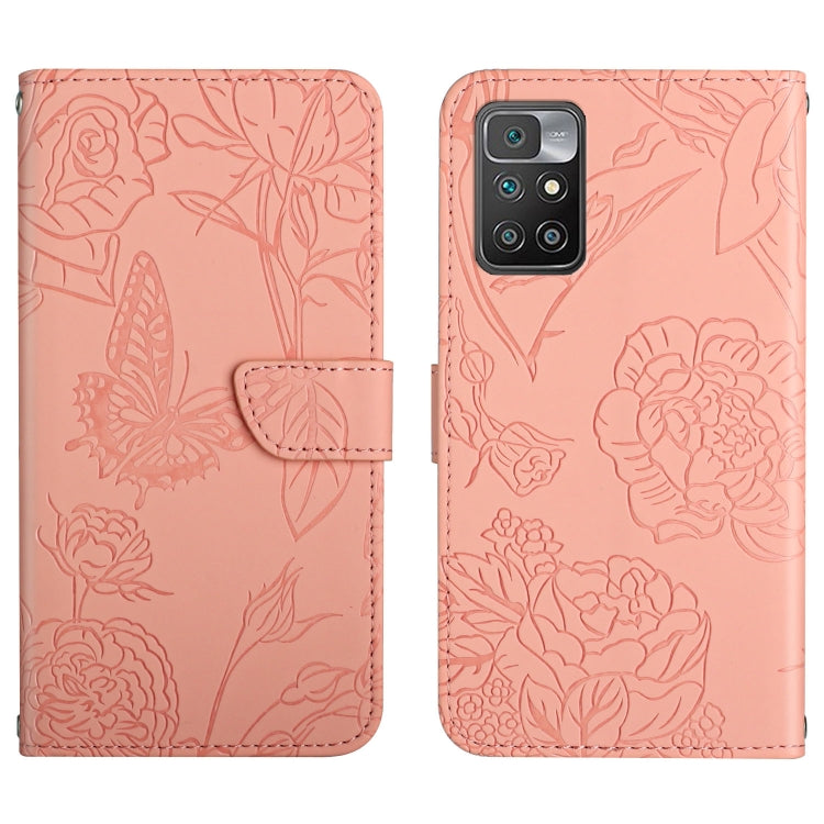 Skin Feel Butterfly Peony Embossed Leather Phone Case, For Xiaomi Redmi 10 4G, For Xiaomi Redmi 10 5G / Note 11E, For Xiaomi Redmi 10C, For Xiaomi Redmi K30 Pro