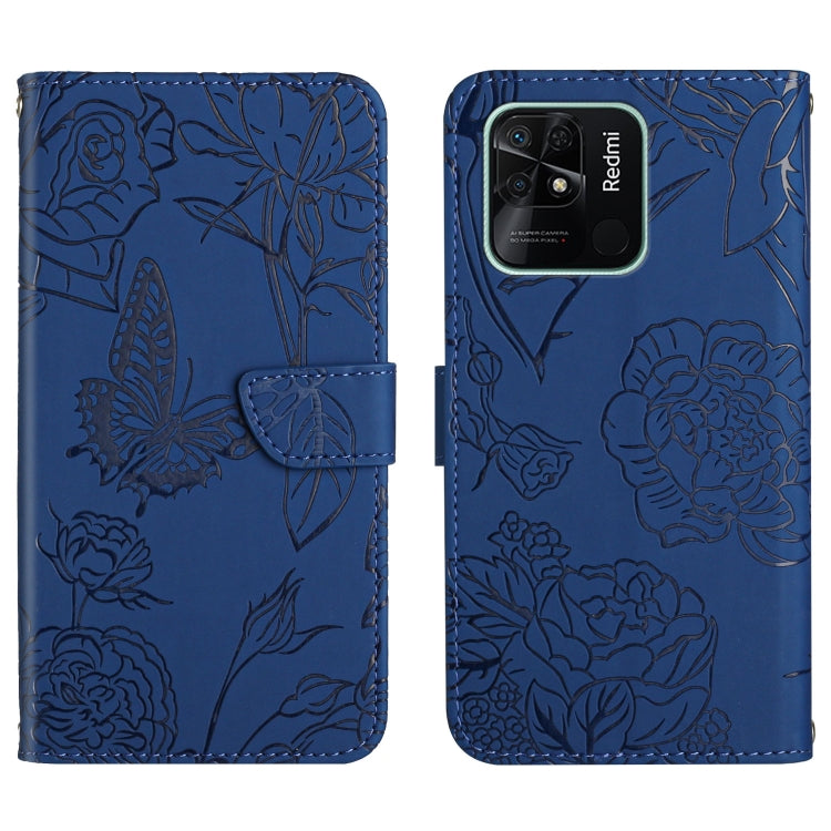 Skin Feel Butterfly Peony Embossed Leather Phone Case, For Xiaomi Redmi 10 4G, For Xiaomi Redmi 10 5G / Note 11E, For Xiaomi Redmi 10C, For Xiaomi Redmi K30 Pro