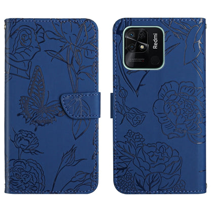Skin Feel Butterfly Peony Embossed Leather Phone Case, For Xiaomi Redmi 10 4G, For Xiaomi Redmi 10 5G / Note 11E, For Xiaomi Redmi 10C, For Xiaomi Redmi K30 Pro