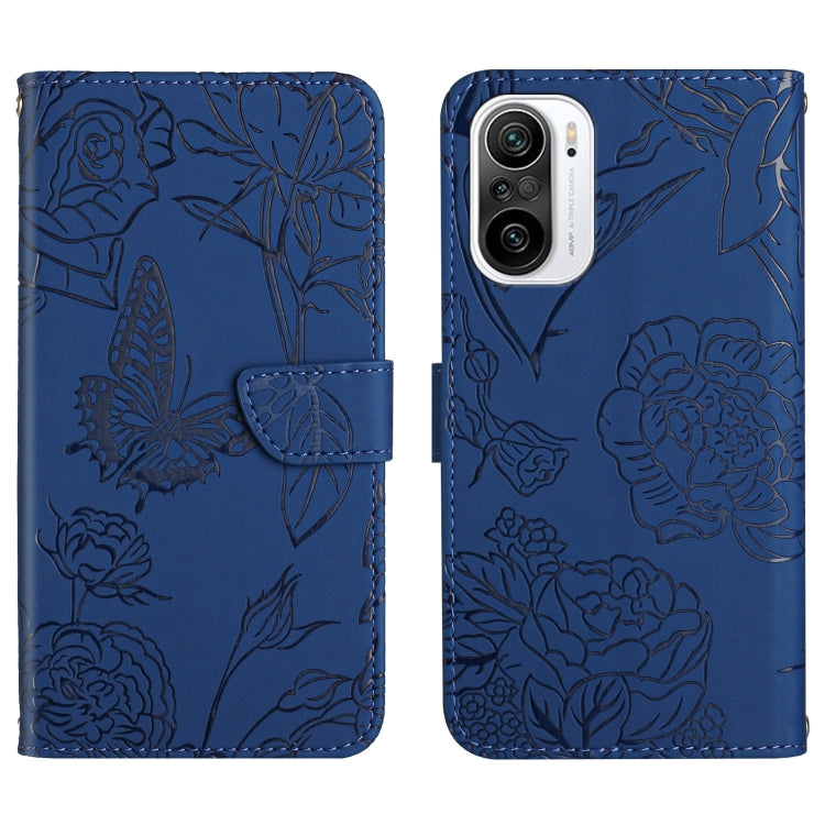 Skin Feel Butterfly Peony Embossed Leather Phone Case, For Xiaomi Redmi K40, For Xiaomi Redmi Note 7, For Xiaomi Redmi Note 8, For Xiaomi Redmi Note 8 Pro