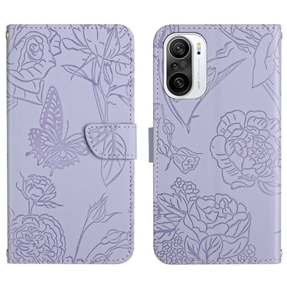 Skin Feel Butterfly Peony Embossed Leather Phone Case, For Xiaomi Redmi K40, For Xiaomi Redmi Note 7, For Xiaomi Redmi Note 8, For Xiaomi Redmi Note 8 Pro