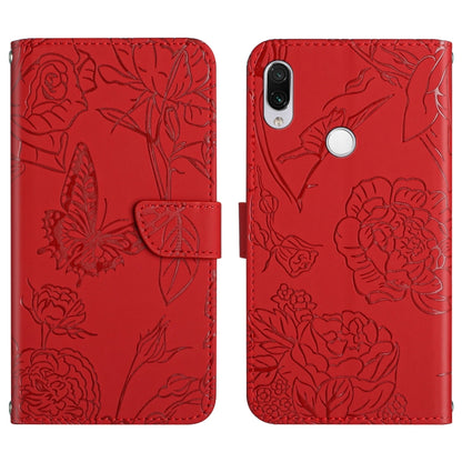 Skin Feel Butterfly Peony Embossed Leather Phone Case, For Xiaomi Redmi K40, For Xiaomi Redmi Note 7, For Xiaomi Redmi Note 8, For Xiaomi Redmi Note 8 Pro