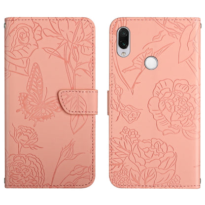 Skin Feel Butterfly Peony Embossed Leather Phone Case, For Xiaomi Redmi K40, For Xiaomi Redmi Note 7, For Xiaomi Redmi Note 8, For Xiaomi Redmi Note 8 Pro