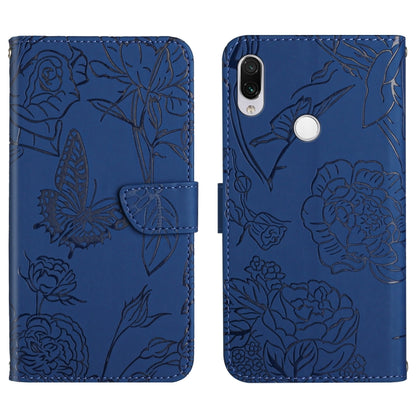 Skin Feel Butterfly Peony Embossed Leather Phone Case, For Xiaomi Redmi K40, For Xiaomi Redmi Note 7, For Xiaomi Redmi Note 8, For Xiaomi Redmi Note 8 Pro