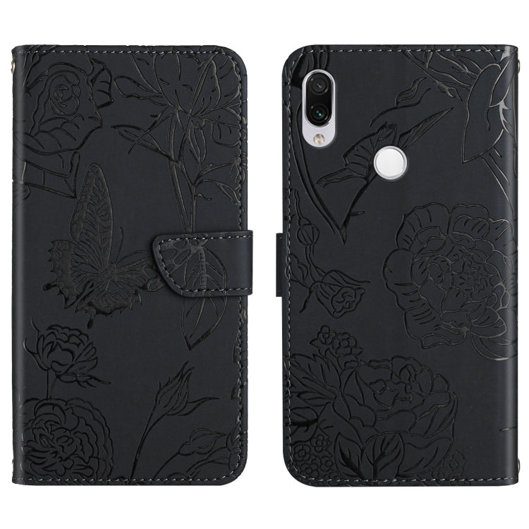 Skin Feel Butterfly Peony Embossed Leather Phone Case, For Xiaomi Redmi K40, For Xiaomi Redmi Note 7, For Xiaomi Redmi Note 8, For Xiaomi Redmi Note 8 Pro