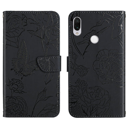 Skin Feel Butterfly Peony Embossed Leather Phone Case, For Xiaomi Redmi K40, For Xiaomi Redmi Note 7, For Xiaomi Redmi Note 8, For Xiaomi Redmi Note 8 Pro