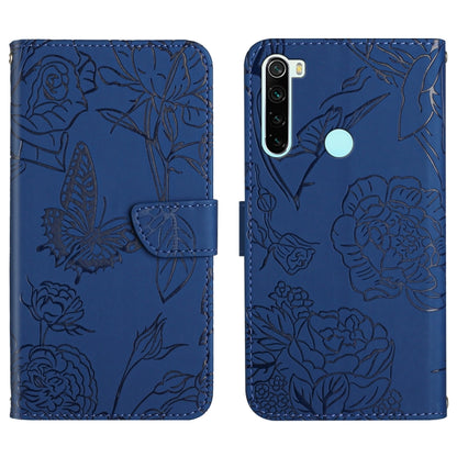 Skin Feel Butterfly Peony Embossed Leather Phone Case, For Xiaomi Redmi K40, For Xiaomi Redmi Note 7, For Xiaomi Redmi Note 8, For Xiaomi Redmi Note 8 Pro