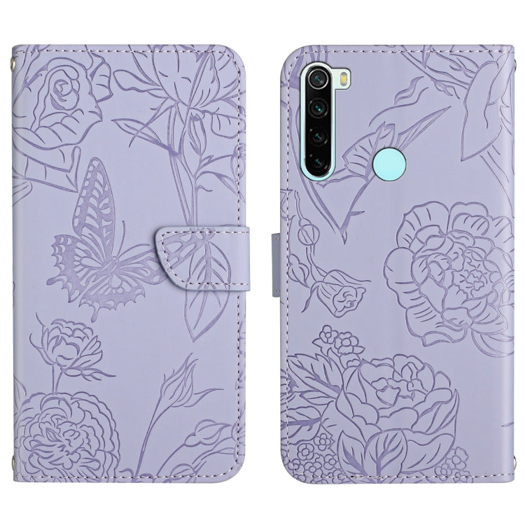 Skin Feel Butterfly Peony Embossed Leather Phone Case, For Xiaomi Redmi K40, For Xiaomi Redmi Note 7, For Xiaomi Redmi Note 8, For Xiaomi Redmi Note 8 Pro