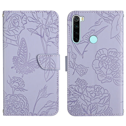 Skin Feel Butterfly Peony Embossed Leather Phone Case, For Xiaomi Redmi K40, For Xiaomi Redmi Note 7, For Xiaomi Redmi Note 8, For Xiaomi Redmi Note 8 Pro