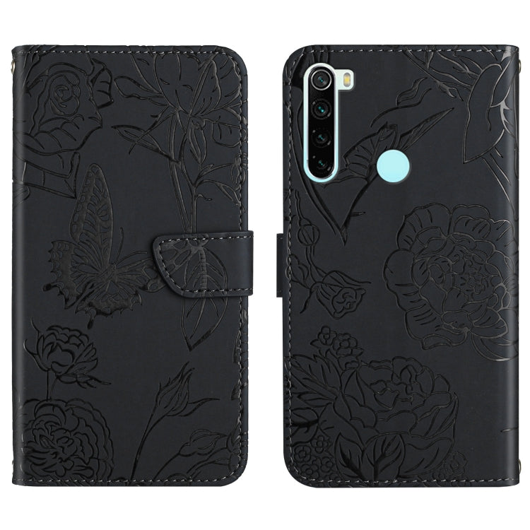 Skin Feel Butterfly Peony Embossed Leather Phone Case, For Xiaomi Redmi K40, For Xiaomi Redmi Note 7, For Xiaomi Redmi Note 8, For Xiaomi Redmi Note 8 Pro
