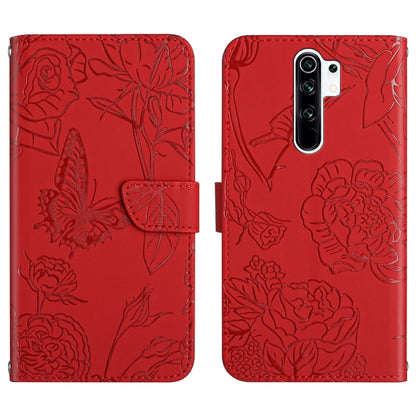 Skin Feel Butterfly Peony Embossed Leather Phone Case, For Xiaomi Redmi K40, For Xiaomi Redmi Note 7, For Xiaomi Redmi Note 8, For Xiaomi Redmi Note 8 Pro