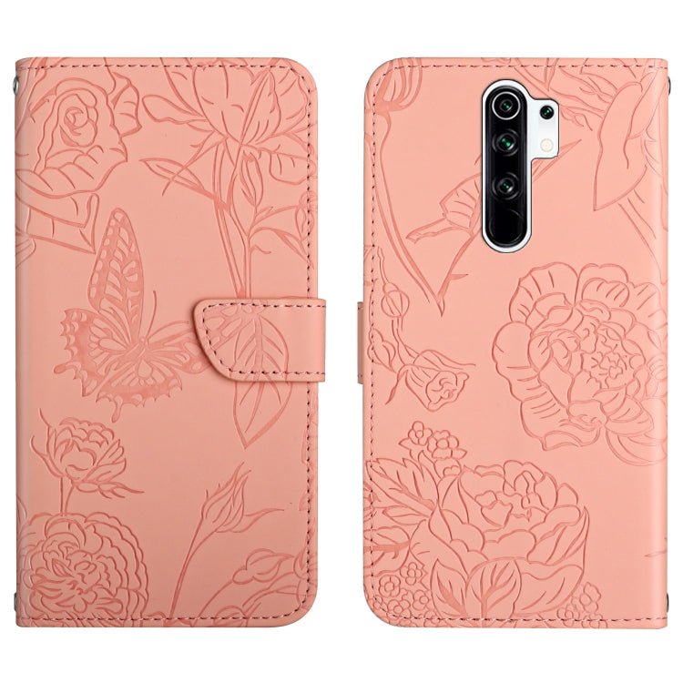 Skin Feel Butterfly Peony Embossed Leather Phone Case, For Xiaomi Redmi K40, For Xiaomi Redmi Note 7, For Xiaomi Redmi Note 8, For Xiaomi Redmi Note 8 Pro
