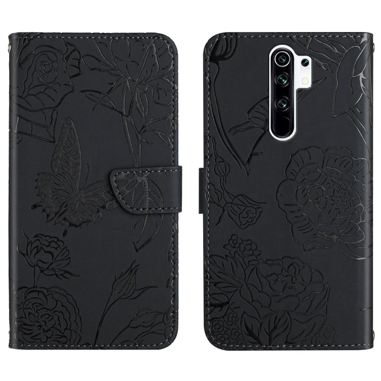 Skin Feel Butterfly Peony Embossed Leather Phone Case, For Xiaomi Redmi K40, For Xiaomi Redmi Note 7, For Xiaomi Redmi Note 8, For Xiaomi Redmi Note 8 Pro