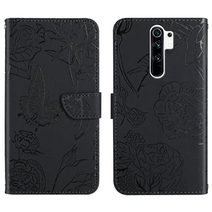 Skin Feel Butterfly Peony Embossed Leather Phone Case, For Xiaomi Redmi K40, For Xiaomi Redmi Note 7, For Xiaomi Redmi Note 8, For Xiaomi Redmi Note 8 Pro