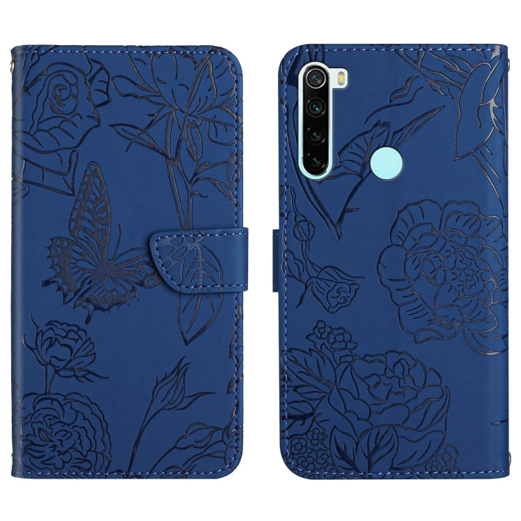 Skin Feel Butterfly Peony Embossed Leather Phone Case, For Xiaomi Redmi Note 8T, For Xiaomi Redmi Note 9 4G, For Xiaomi Redmi Note 9 5G, For Xiaomi Redmi Note 9 Pro