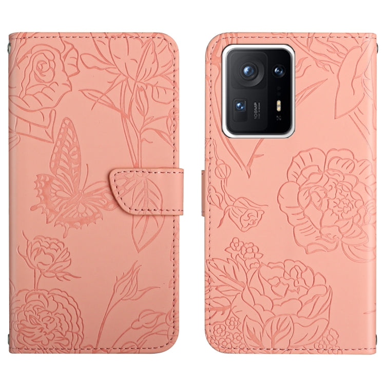 Skin Feel Butterfly Peony Embossed Leather Phone Case, For Xiaomi Mi Mix 4, For Xiaomi Mi Note 10 Lite, For Xiaomi Mi Note 10 / Note 10 Pro, For Xiaomi Poco M4 Pro 4G