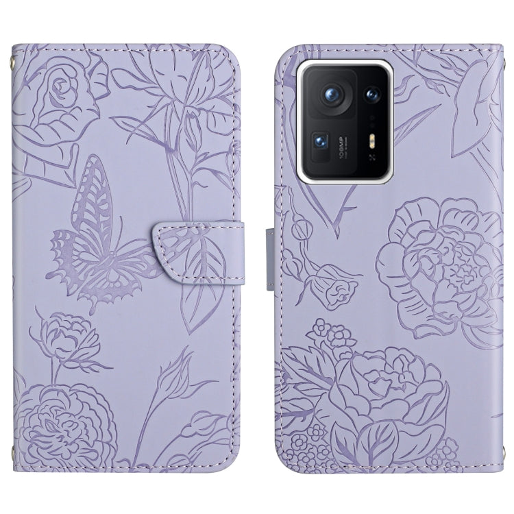 Skin Feel Butterfly Peony Embossed Leather Phone Case, For Xiaomi Mi Mix 4, For Xiaomi Mi Note 10 Lite, For Xiaomi Mi Note 10 / Note 10 Pro, For Xiaomi Poco M4 Pro 4G