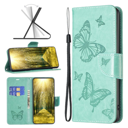 Two Butterflies Embossing Leather Phone Case, For Xiaomi Redmi 10 5G / Note 11E, For Xiaomi Redmi 10C