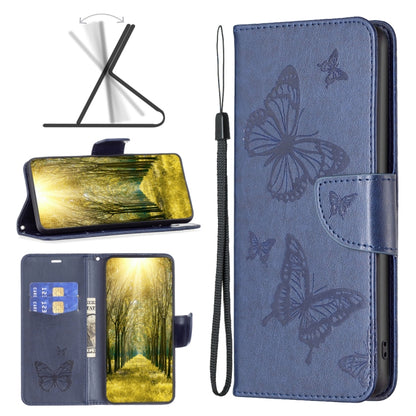 Two Butterflies Embossing Leather Phone Case, For Xiaomi Redmi 10 5G / Note 11E, For Xiaomi Redmi 10C