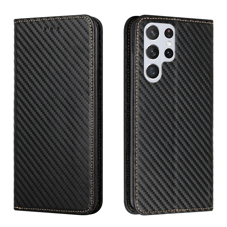 Carbon Fiber Texture Flip Holder Leather Phone Case, For Samsung Galaxy A13 5G, For Samsung Galaxy A33 5G, For Samsung Galaxy A53, For Samsung Galaxy S22 Ultra 5G