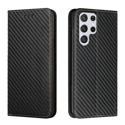 Carbon Fiber Texture Flip Holder Leather Phone Case, For Samsung Galaxy A13 5G, For Samsung Galaxy A33 5G, For Samsung Galaxy A53, For Samsung Galaxy S22 Ultra 5G