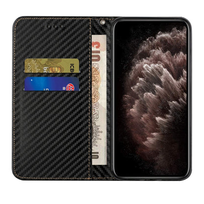 Carbon Fiber Texture Flip Holder Leather Phone Case, For Samsung Galaxy S22 5G, For Samsung Galaxy S22+ 5G, For OPPO A16, For vivo Y21