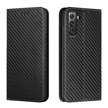 Carbon Fiber Texture Flip Holder Leather Phone Case, For Samsung Galaxy S22 5G, For Samsung Galaxy S22+ 5G, For OPPO A16, For vivo Y21
