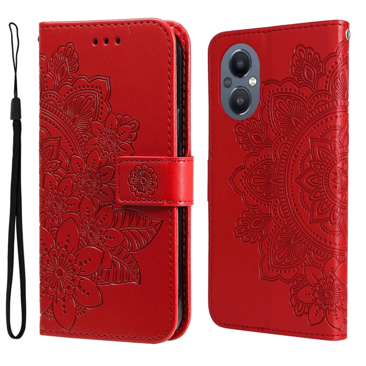 7-petal Flowers Embossing Pattern Horizontal Flip Leather Case, For Infinix Note 11 Pro/Note 11s, For OPPO Realme C35, For OPPO Reno7 SE 5G, For OPPO Reno7 Z/A96 5G/OnePlus Nord N20 5G