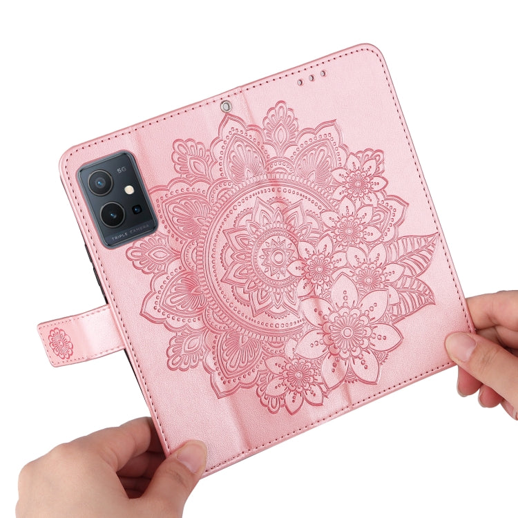 7-petal Flowers Embossing Pattern Horizontal Flip Leather Case, For vivo Y55 5G/Y75 5G/T1 5G