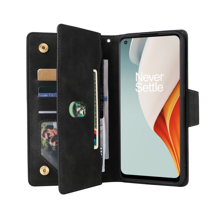 Rivet Buckle 9 Cards Three Fold Leather Phone Case, For OnePlus Nord N100, For OnePlus 7, For OnePlus 7 Pro, For OnePlus 7T