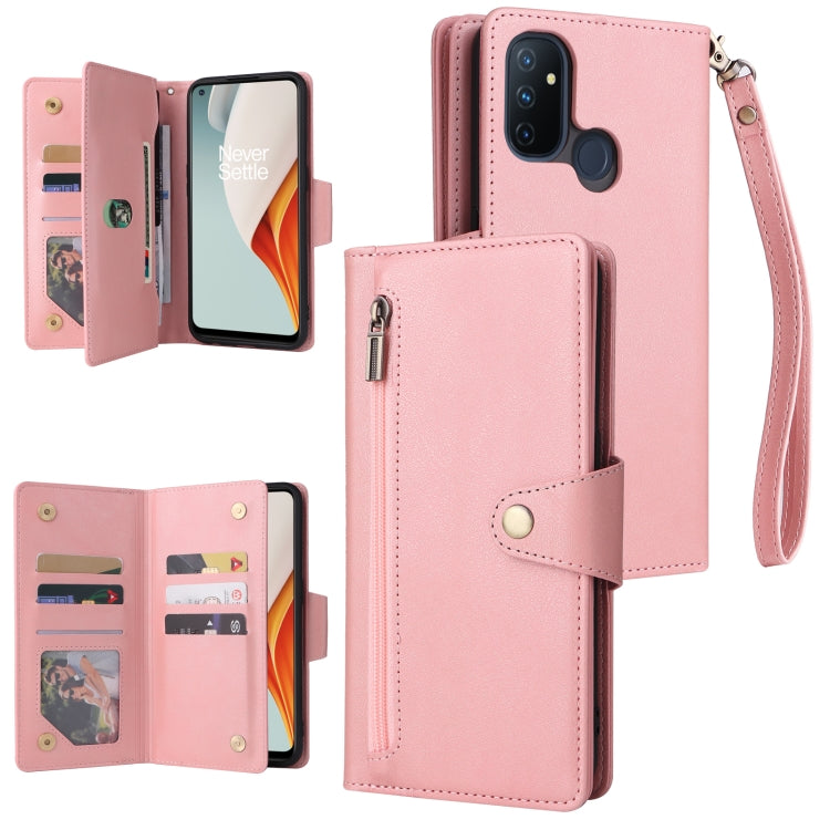 Rivet Buckle 9 Cards Three Fold Leather Phone Case, For OnePlus Nord N100, For OnePlus 7, For OnePlus 7 Pro, For OnePlus 7T