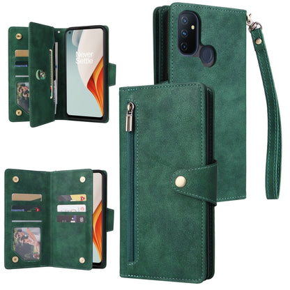 Rivet Buckle 9 Cards Three Fold Leather Phone Case, For OnePlus Nord N100, For OnePlus 7, For OnePlus 7 Pro, For OnePlus 7T