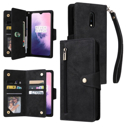 Rivet Buckle 9 Cards Three Fold Leather Phone Case, For OnePlus Nord N100, For OnePlus 7, For OnePlus 7 Pro, For OnePlus 7T