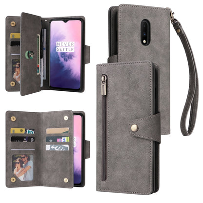 Rivet Buckle 9 Cards Three Fold Leather Phone Case, For OnePlus Nord N100, For OnePlus 7, For OnePlus 7 Pro, For OnePlus 7T