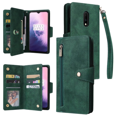 Rivet Buckle 9 Cards Three Fold Leather Phone Case, For OnePlus Nord N100, For OnePlus 7, For OnePlus 7 Pro, For OnePlus 7T