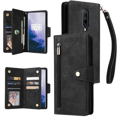 Rivet Buckle 9 Cards Three Fold Leather Phone Case, For OnePlus Nord N100, For OnePlus 7, For OnePlus 7 Pro, For OnePlus 7T