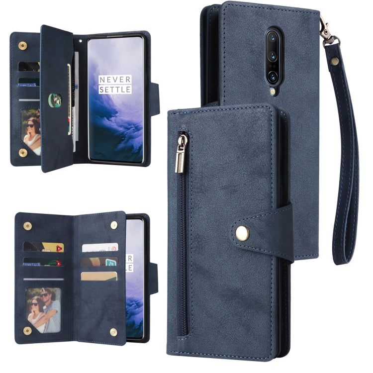 Rivet Buckle 9 Cards Three Fold Leather Phone Case, For OnePlus Nord N100, For OnePlus 7, For OnePlus 7 Pro, For OnePlus 7T