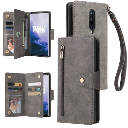 Rivet Buckle 9 Cards Three Fold Leather Phone Case, For OnePlus Nord N100, For OnePlus 7, For OnePlus 7 Pro, For OnePlus 7T