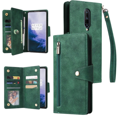 Rivet Buckle 9 Cards Three Fold Leather Phone Case, For OnePlus Nord N100, For OnePlus 7, For OnePlus 7 Pro, For OnePlus 7T